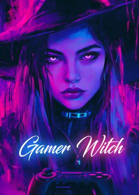 Gamer Witch Illustration