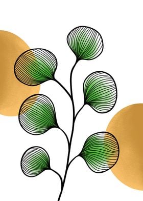 Green Branch with Gold Circles