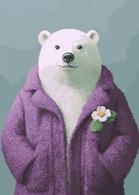 Polar Bear in Purple Coat