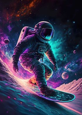 Astronaut Snowboarding in Space