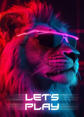 Neon Lion Playful Gamer