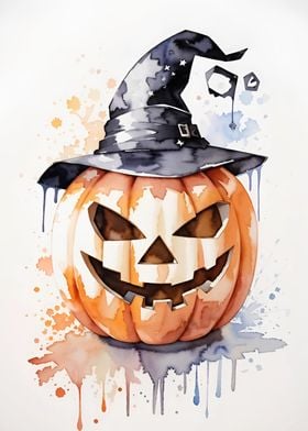 Pumpkin with Witch Hat