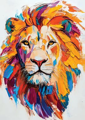 Colorful Lion Portrait