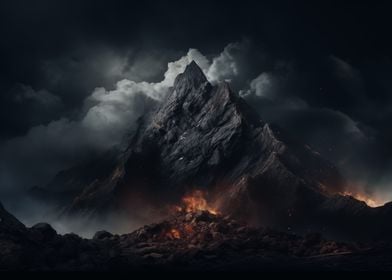 Fiery Mountain Peak Nature