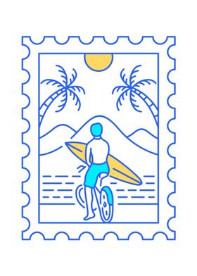 Summer Surfing Postal Stamp 1