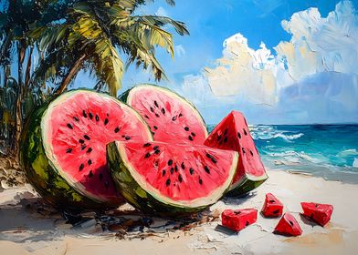 Watermelon Beach Painting