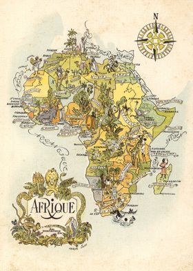 Vintage Africa Map Illustration 1951