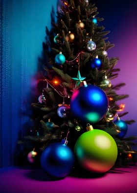 Christmas Tree with Colorful Ornaments