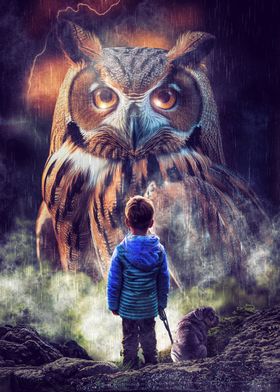 Boy and Giant Owl