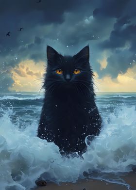 Black Cat by the Sea