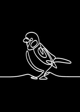 Single Line Sparrow Bird Illustration