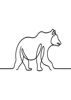 One Line Bear Illustration