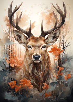 Majestic Deer in Autumn Forest