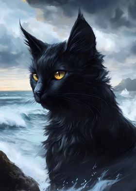 Black Cat by the Sea