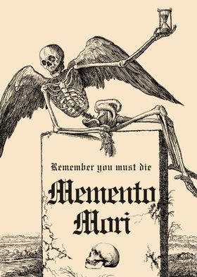 Memento Mori Vintage Skeleton Illustration