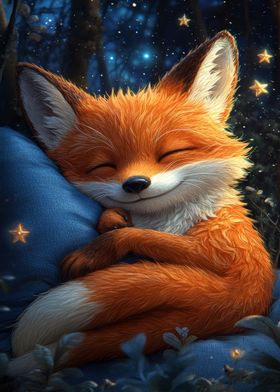 Sleeping Fox in Forest