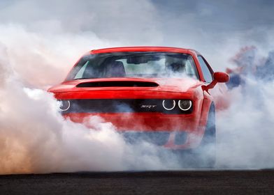 Red Dodge Challenger SRT