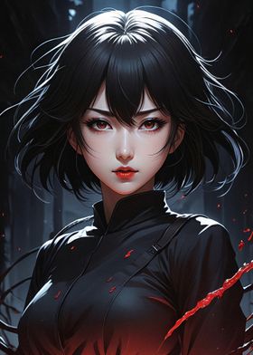 Anime Girl with Red Eyes