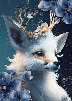 Deer Fox with Floral Crown