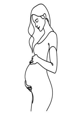 Pregnant Woman Line Art