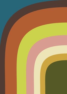 Earthy Retro Mid-Century Modern Rainbow