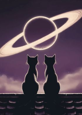 Cats Gazing at Saturn