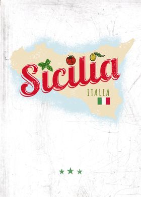 Sicily Map Print