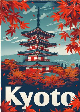 Pagoda Kyoto Travel Poster