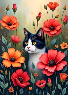 Floral & Feline Harmony