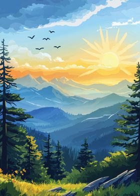 Mountain Sunrise Landscape