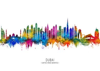 Dubai Skyline Watercolor