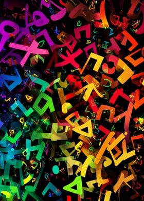 Abstract Colourful Text Shapes