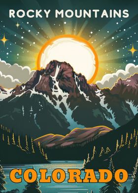 Rocky Mountains Colorado Travel Poster