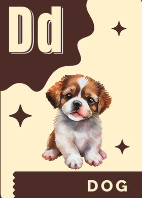 Letter D Dog Alphabet Card