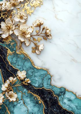 Gold & Marble Floral Art