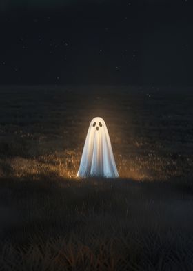 Ghost in Field at Night