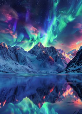 Aurora Borealis Mountain Landscape