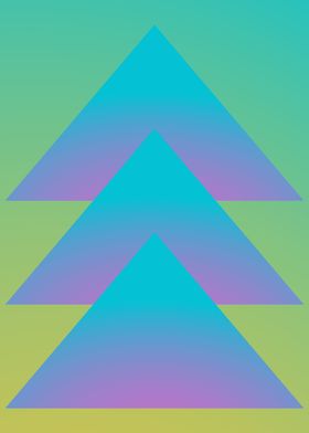 Blue and Green Triangles Gradient Abstract Geometric Wall Art