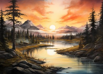 Sunset Mountain Lake