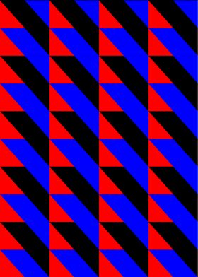 Bold Retro Geometric Red Blue Black Mid-Century Modern Art