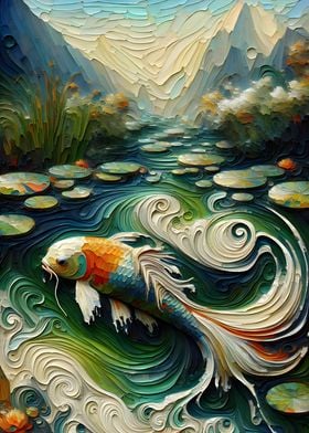 Koi Fish Pond Painting