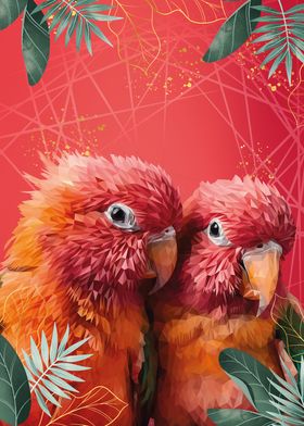 Lovebirds in Low Poly