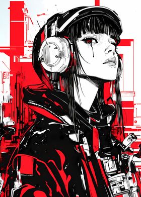 Cybergoth Anime Girl with Headphones