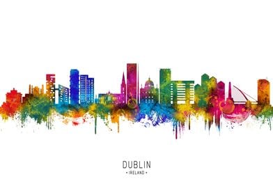 Dublin Skyline Watercolor