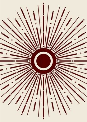 Retro Minimalist Abstract 70s Sunburst 