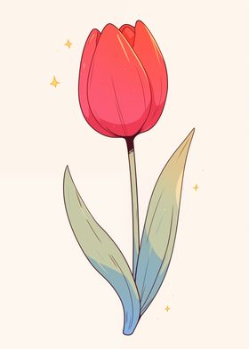 Single Red Tulip