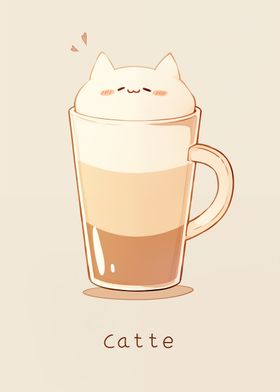 Cat Latte Cafe Coffee 