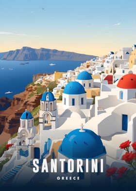 Santorini Greece Travel Poster