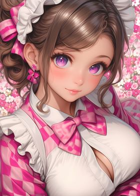 Anime Girl with Pink Bow