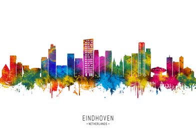 Eindhoven Skyline Watercolor